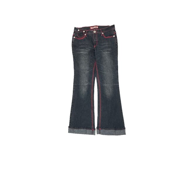 Vanilla Star Cuffed Bootcut Women's size 7 Black Denim Jeans - Picture 1 of 5